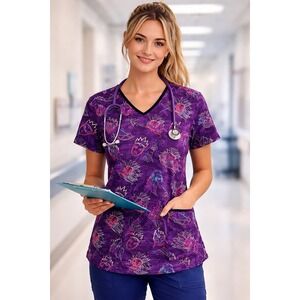 Disney Villains Scrub Top XL Neon Gothic VillainCore Functional Medical Dopamine